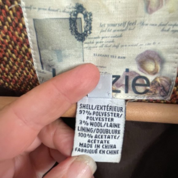 Y2K Kenzie Boucle Tweed Jacket w/ Pockets (Double-Breasted Roll Collar Brown) - Picture 4 of 5